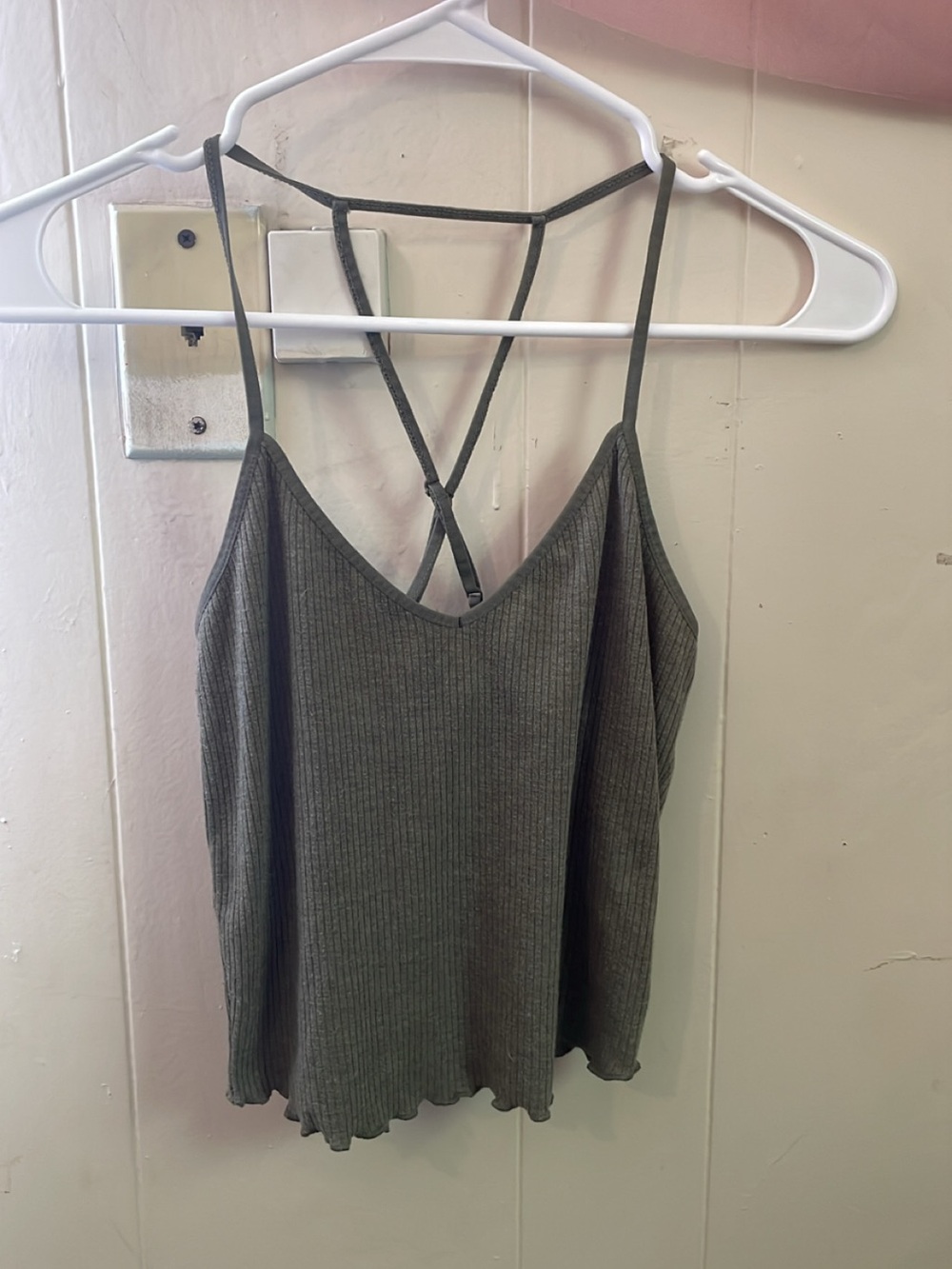 Bozzolo Olive Ribbed V-Neck Strappy Camisole